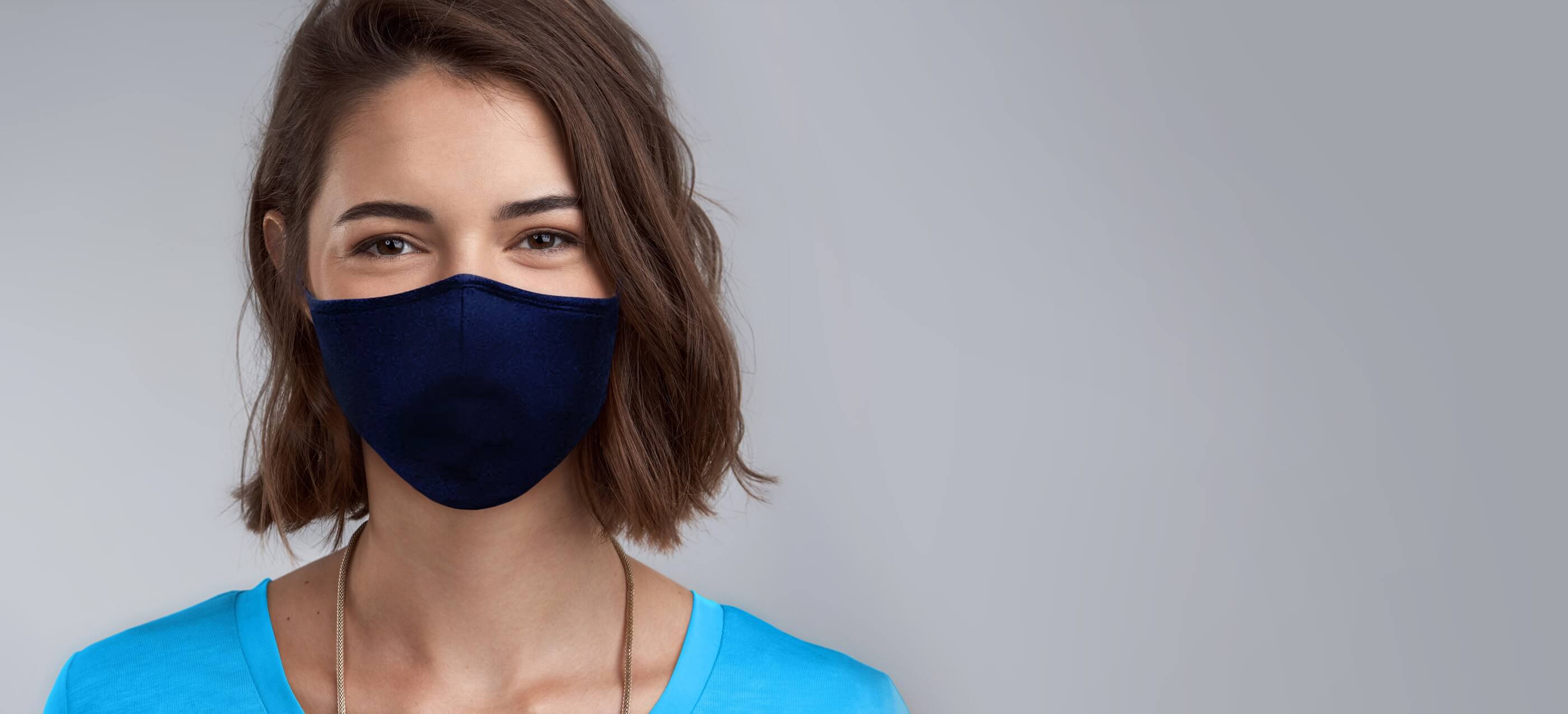 Woman in navy Airquilo mask desktop image