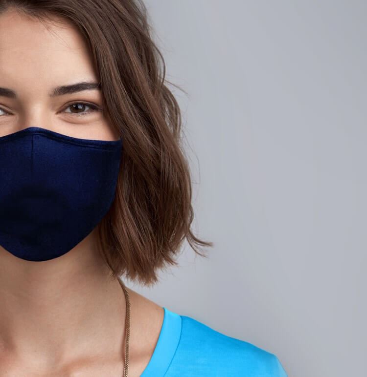 Woman in navy Airquilo mask mobile image